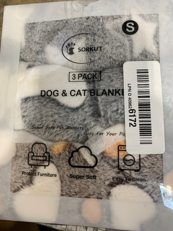 Photo 1 of 1 Pack 3 Puppy Blankets Super Soft Warm Sleep Mat Grey Cute Print Fluffy Fleece Pet Flannel Throw Dog Blankets for Small Dogs Cats,Star&Bone&Love- Small (23"x15")