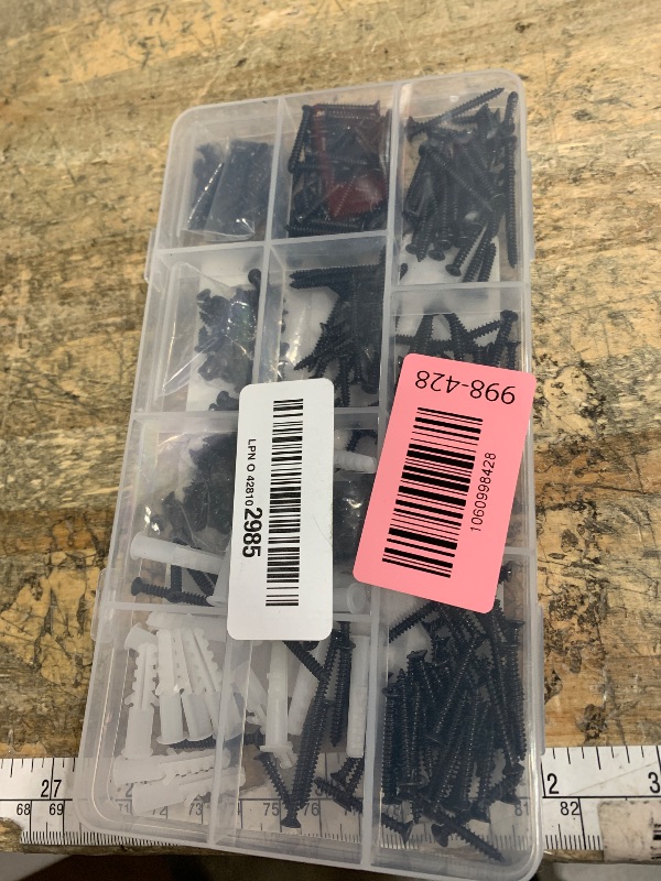 Photo 1 of #4 Flat Head Small Wood Screws Assortment kit 420Pcs, Black Phillips Short Screw, Carbon Steel, Cabinet Hinge Mounting, Electronics DIY Micro Screws Fasteners Set, Contains 20pcs M6 Screw Anchors