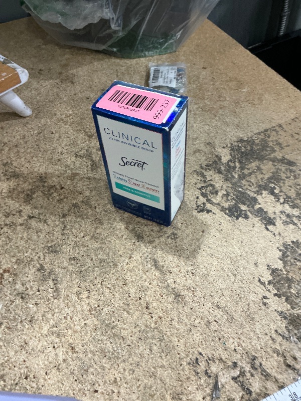 Photo 1 of ***PARTIAL SET/ONLY 1*** Secret Clinical Strength Antiperspirant Deodorant for Women, Free & Sensitive, 3X Stress Protection, 72hr Sweat & Odor Protection, PH Balancing Minerals, Invisible Solid, Unscented, 1.6 oz (Pack of 3)