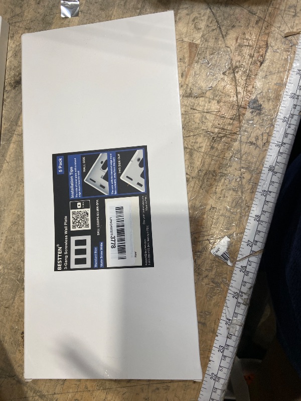 Photo 1 of (5 Pack) BESTTEN USWP6 Matte Snow White 3-Gang Screwless Wall Plate, Decorator Outlet Cover, H4.69” x W6.54”, for Light Switch, Dimmer, USB, GFCI, Receptacle