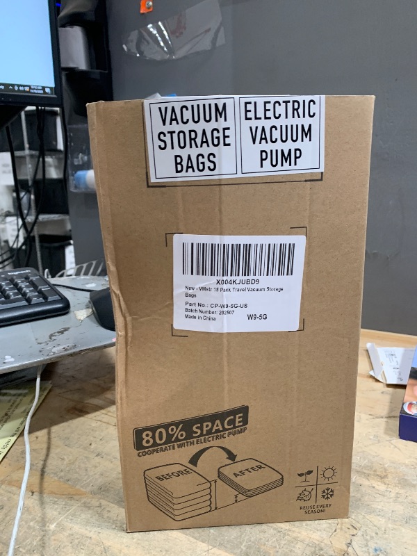 Photo 1 of *****PUMP NOT INCLUDED****** VMstr 15 Pack Travel Vacuum Storage Bags With High Pressure Electric Pump(DC Power), Compression Sealing for Clothes and Clothing Luggage Suitcase Packing, Carry-on Travel Size