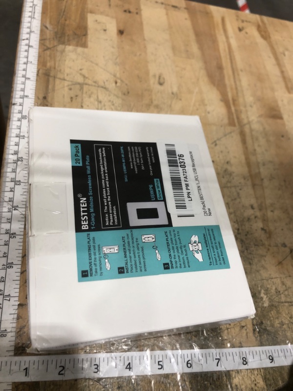 Photo 1 of [20 Pack] BESTTEN 1 Gang Mid-Size Screwless Outlet Cover, Midway Decorative Wall Plate, USWP6 Gloss Snow White, Midsize H4.88" x W3.11"