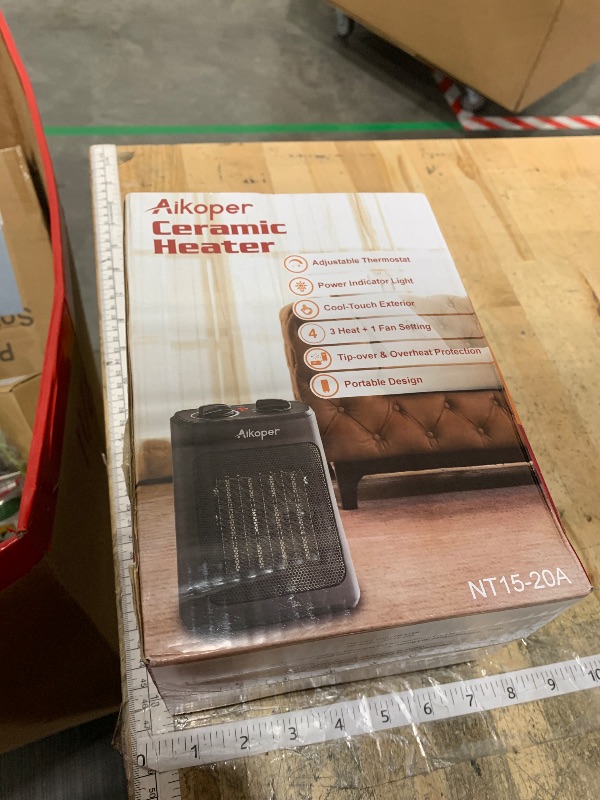 Photo 1 of **FACTORY SEALED** Space Heater, 1500W Electric Heaters Indoor Portable with Thermostat, PTC Fast Heating Ceramic Room Small Heater with Heating and Fan Modes for Bedroom, Office and Indoor Use