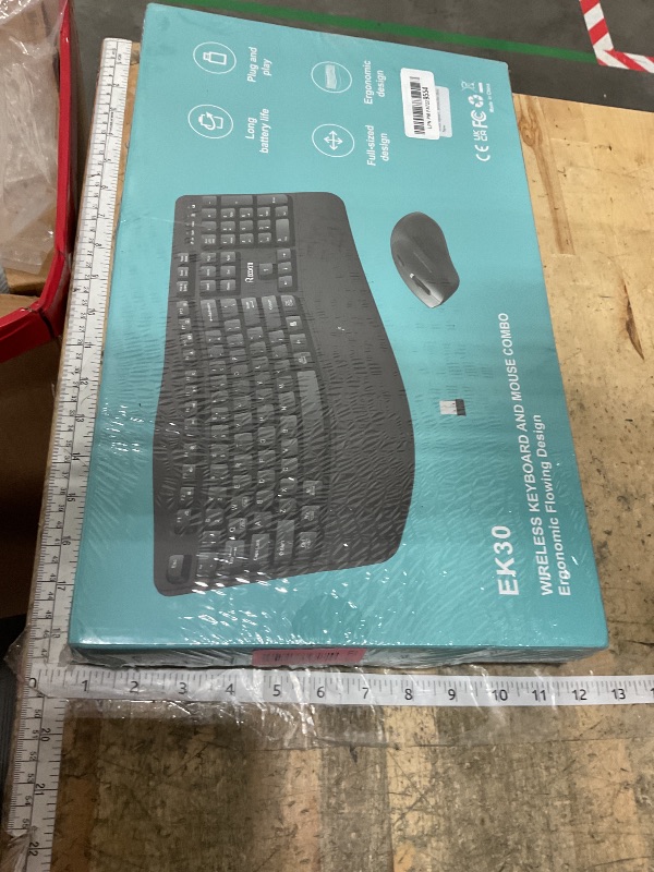 Photo 1 of **FACTORY SEALED** Wireless Keyboard and Mouse Combo,2.4G Full Size Wave Keys Ergonomic Keyboard with Wrist Rest for Natural Typing, 3 DPI Adjustable Ergonomic Silent Mouse for Computer/Laptop/Windows/Mac (Black)