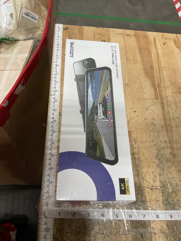 Photo 1 of **FACTORY SEALED** AZDOME PG17 Max 4K+2.5K Mirror Dash Cam with ADAS, BSD and LCA, 12" Rear View Mirror Camera with 5GHz WiFi and Voice Control, Rearview Mirror Backup Camera Includes 64GB Card, GPS, Parking Monitor