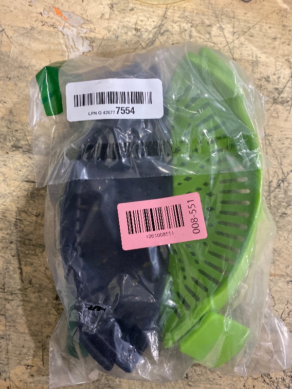 Photo 1 of 2 Pcs Silicone Clip on Strainer for Pasta Meat Vegetables Fruit, - Fit All Pots and Bowls.