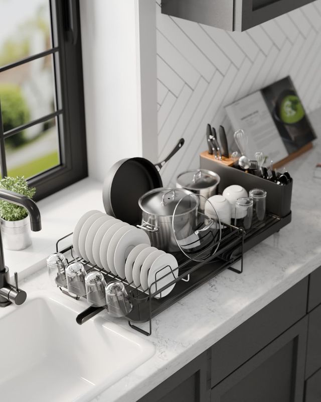 Photo 1 of  Dish Drying Rack - Extendable Dish Rack, Multifunctional Dish Rack for Kitchen Counter, Anti-Rust Dish Drainers
