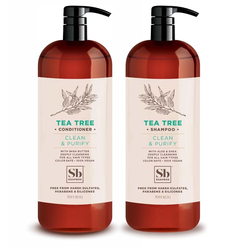 Photo 1 of **Shampoo only **
Soapbox Tea Tree Shampoo and Conditioner Set, Scalp Balancing with Tea Tree Oil, Jojoba Oil, Aloe and Shea Butter to Clean and Purify for All Hair Types,