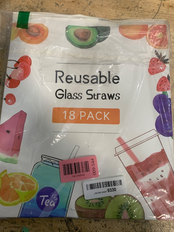 Photo 1 of [22 Pcs] Reusable Glass Straws Shatter Resistant - Size 12"x8mm,9"x8mm,6"x8mm Including 9 Straight and 9 Bent Clear Glass Straws with 4 Cleaning Brush for 20 30 40 oz Tumblers,Cocktail,Coffee,Juice