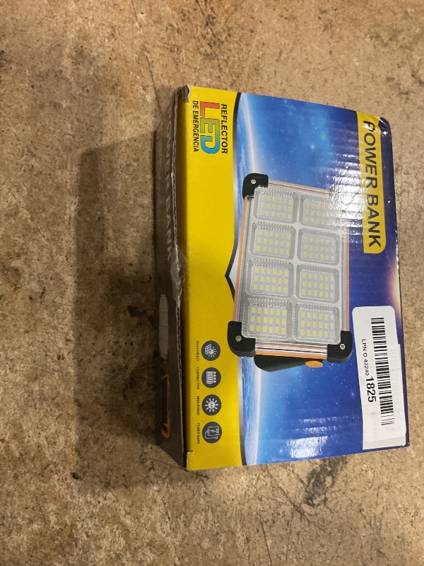 Photo 1 of 120W Solar Rechargeable Work Light, 144 LED 10000LM Portable Flood Light with Stand, IP66 Waterproof 4 Modes LED Job Site Lighting Flashlights for Mechanic Camping Fishing Car Repair