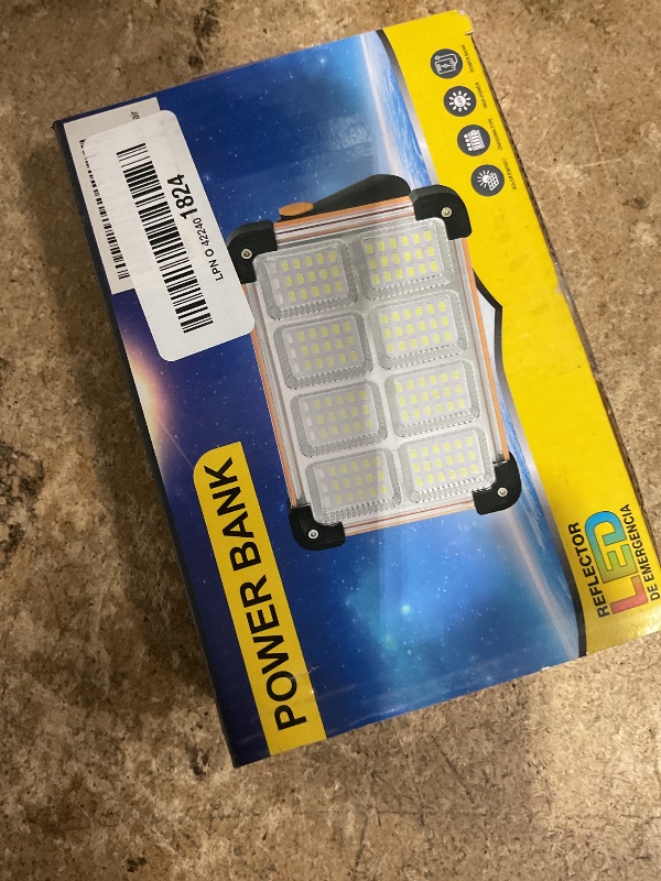 Photo 1 of 120W Solar Rechargeable Work Light, 144 LED 10000LM Portable Flood Light with Stand, IP66 Waterproof 4 Modes LED Job Site Lighting Flashlights for Mechanic Camping Fishing Car Repair