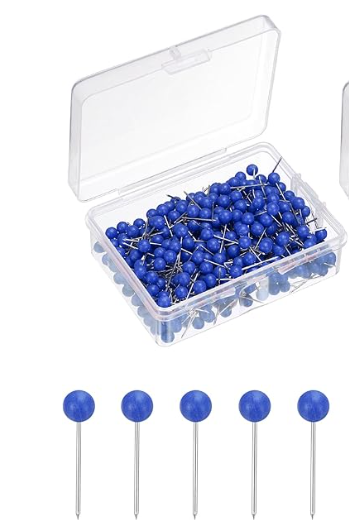 Photo 1 of ***ONLY 1 BOX*** uxcell 800 Pcs Push Pins, Map Thumb Tacks 4mm Round Head Decorative Push Pins for Bulletin Board Home Office Travel Wall DIY Crafts Map Photo, Blue