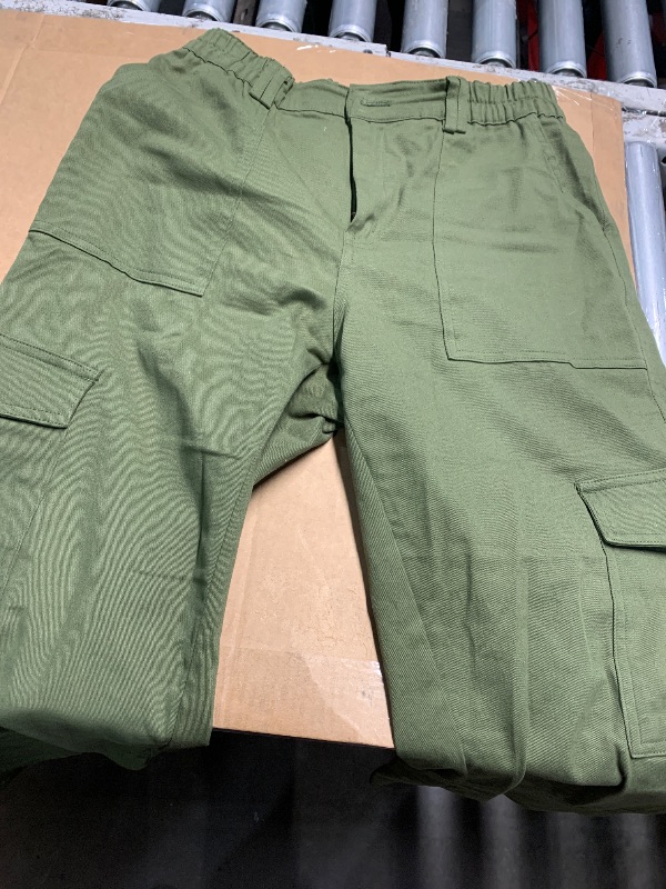 View 2 of (large)(see images) Lepunuo Cargo Pants for Women High Waisted Casual Pants Baggy Stretchy Wide Leg Y2K Streetwear with 6 Pockets Army Green