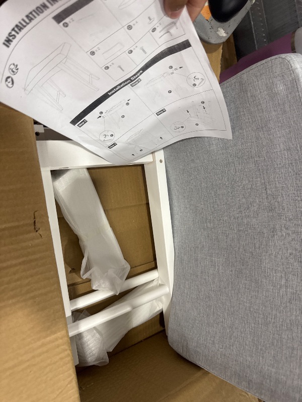 Photo 1 of *MISSING HARDWARE**COSTASKF Vanity Stool with Saddle Cushion, Small Solid Wood Makeup Chair with High-Rebound Sponge Seat, Easy Assembly Footstool for Bedroom, Bathroom, Entryway, Flax White