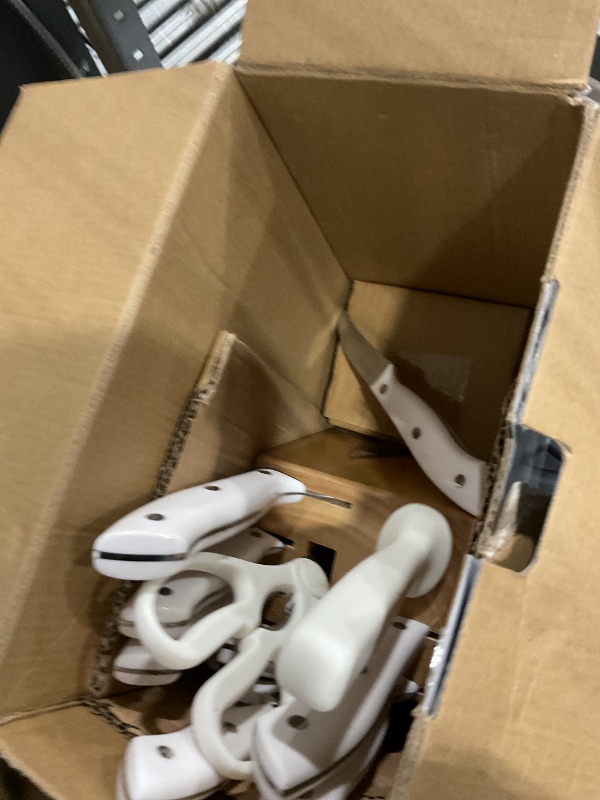 Photo 1 of **MINOR RUSTING ON KNIFE HANDLES*** Cuisinart 15-Piece Knife Set with Block, High Carbon Stainless Steel, Forged Triple Rivet, White, C77WTR-15P