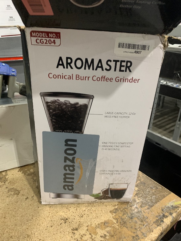 Photo 1 of ***SEE NOTES***Aromaster Coffee Bean Grinder with 48 Gind Settings, Conical Burr Coffee Grinder for Home Use,Stainless Steel,40 Seconds Adjustable Timer,Anti-static,Easy to Clean with Brush