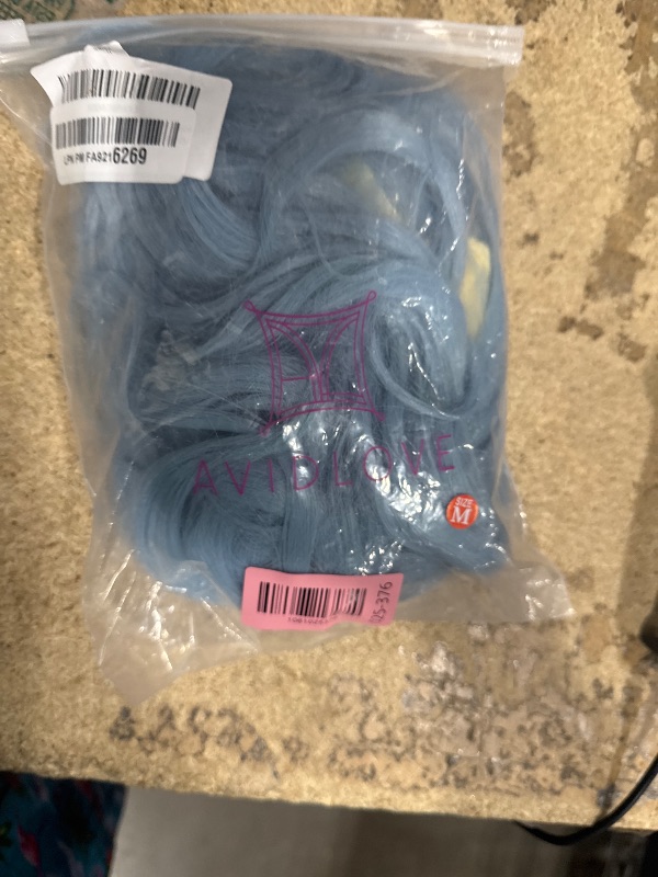 Photo 1 of ***NEEDS MAJOR TLC TANGLED*** BERON Light Blue Wig with Bangs Long Wavy Wig Light Blue Wavy Wigs for Women Daily Party and Cosplay with Hairnet