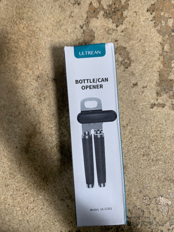Photo 1 of ***DOESN' FUNCTION PROPERLY*** Ultrean Manual Can Opener Bottle Opener, Heavy Duty Stainless Steel Smooth Edge Manual Hand Held Can Opener With Soft Touch Handle, Rust Proof Oversized Handheld Easy Turn Knob (Blue)