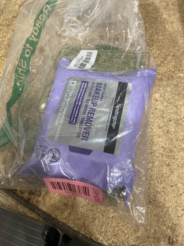 Photo 1 of Neutrogena Night Calming Makeup Remover Face Wipes, Nighttime Cleansing Towelettes Remove Sweat, Dirt & Makeup & Calms Skin, Hypoallergenic, 100% Plant Based Cloth, Twin Pack, 2 x 25 ct