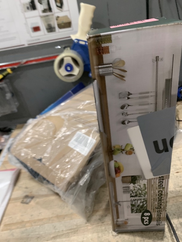 Photo 1 of 8 Pcs Cooking Utensils Set, Stainless Steel Kitchen Utensils, Heat Resistant Metal Kitchen Tools Include Solid & Slotted Spatula, Serving Spoon, Ladle, Pasta Server,Potato Maseher, Egg Whisk, Silver