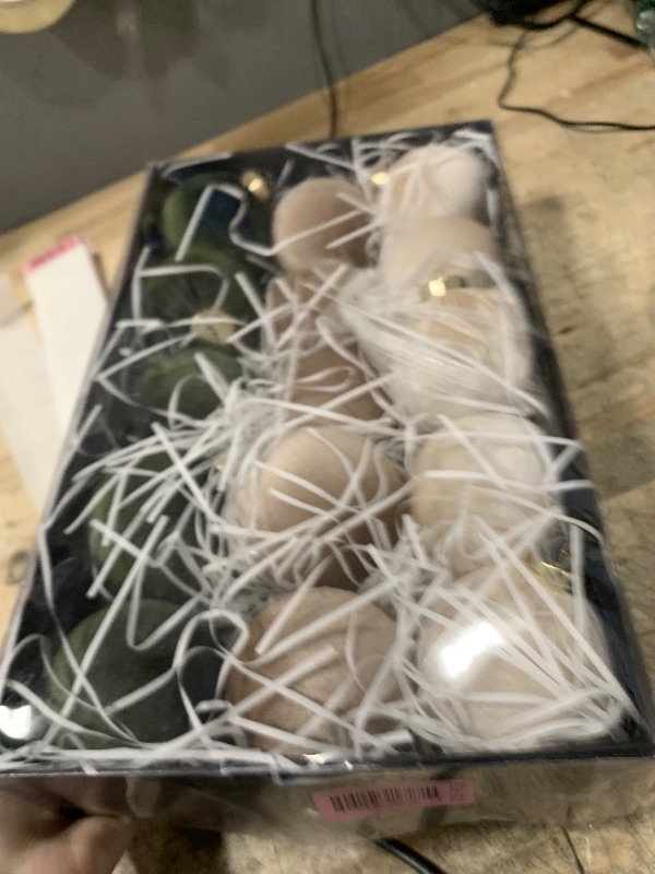 Photo 1 of 15 PCS Green and Brown Velvet Balls Ornaments for Christmas Tree, 3.15" Large Balls Velvet Christmas Ornaments Set Decor for Tree Mantle Wreath, Neutral Vintage Shatterproof Xmas Indoor Home Decor