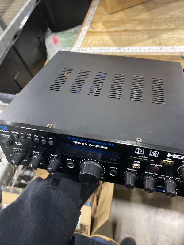 Photo 1 of *** POSSIBLY FOR PARTS/ BACK IS DENTED BY THE HDMI PORTS **** Pyle Wireless Bluetooth Home Stereo Amplifier - Multi-Channel 200 Watt Power Amplifier Home Audio Receiver System w/HDMI, Optical/Phono/Coaxial, FM Radio, USB/SD, AUX, RCA, Mic - Remote -PDA9HB