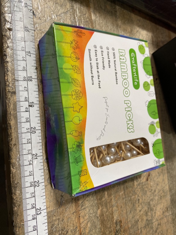 Photo 1 of 120pcs White Pearl Cocktail Picks Fancy Fruit Sticks Long Decorative Toothpicks Sandwich Food Skewers, 4.7", Disposable, Made of Bamboo, for Appetizer Charcuterie Garnishing Party Supplies