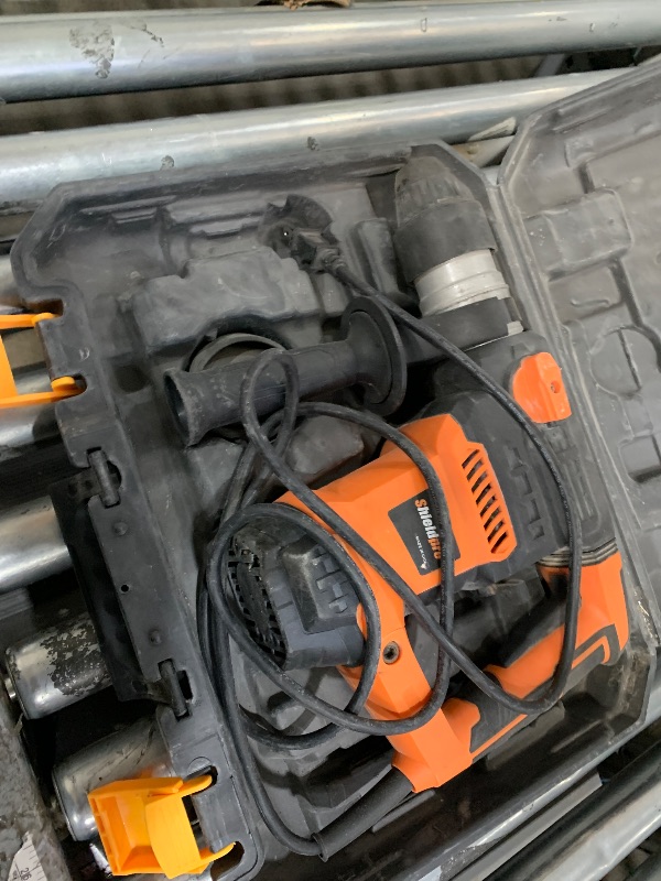 Photo 1 of * FOR PARTS * SHIELDPRO 1-1/4 Inch SDS-Plus 13 Amp Rotary Hammer Drill Heavy Duty, Safety Clutch 3 Functions with Vibration Control,Including Grease, Flat Chisels, Point Chisels and 3 Drill Bits