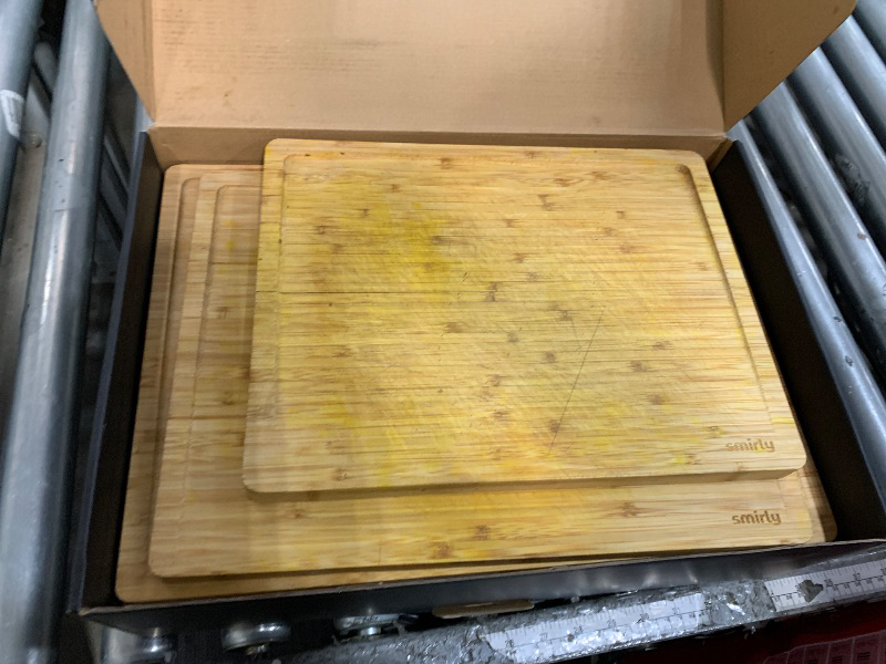 Photo 1 of (used) SMIRLY Wooden Cutting Boards For Kitchen Meal Prep & Serving - Bamboo Cutting Board Set
