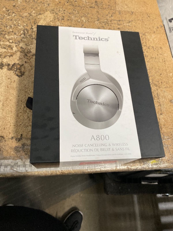 Photo 1 of **DAMAGED REFER TO PHOTO**
Technics - Wireless Noise Cancelling Over-Ear Headphones with 2 Device Multipoint Connectivity - EAH-A800-S Silver