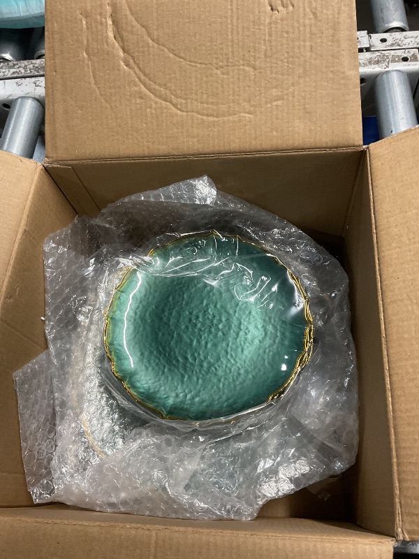 Photo 1 of **MISSING PLATES-UNDER 50 TOTAL**

Lullaby 100pcs Translucent Green Plastic Plates with Gold Rim, Fancy Lace-Edged Disposable Plates include 50pcs Dinner Plate 10”, 50pcs Dessert Plate 7”, Perfect for Party, Wedding, Holiday