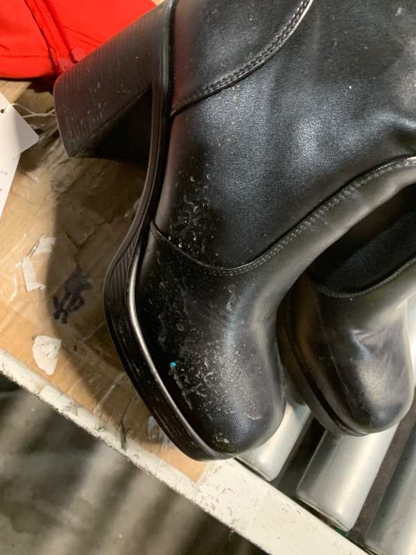 Photo 1 of ***(HEAVILY USED/ MINOR DAMAGE)***
SOVANYOU Black Leather Boots Platform Knee High Boots for Women Chunky Block Heeled Boots Square Toe Go-Go Boot High Heel Tall Boots Side Zip