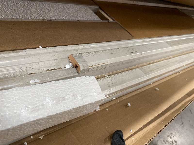 Photo 1 of (partial item)(sold for parts) Sauder Barrister Lane TV Stand Console Credenza with Storage Glass Doors, for TVs up to 70", in White Plank