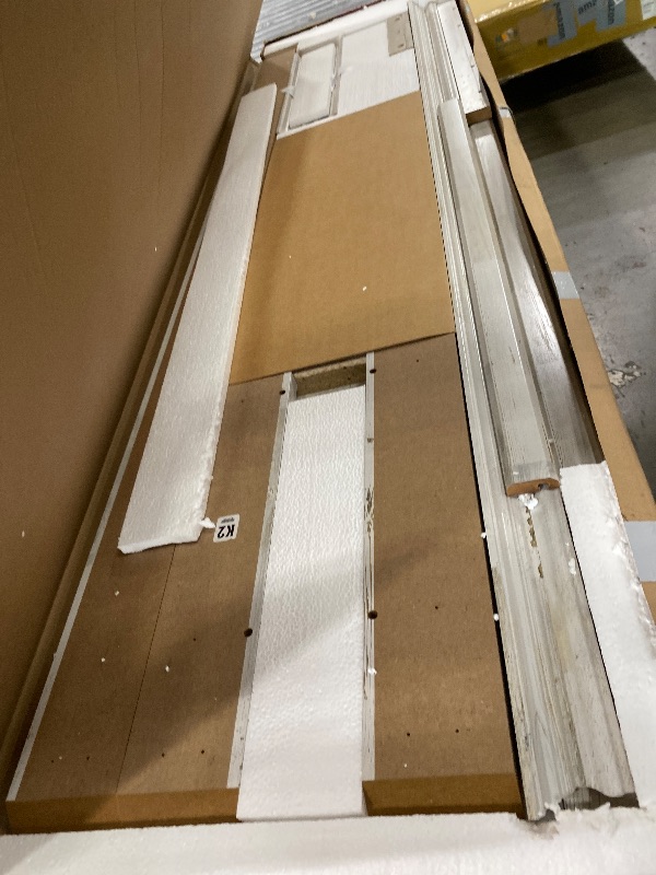 Photo 1 of (partial item)(sold for parts) Sauder Barrister Lane TV Stand Console Credenza with Storage Glass Doors, for TVs up to 70", in White Plank