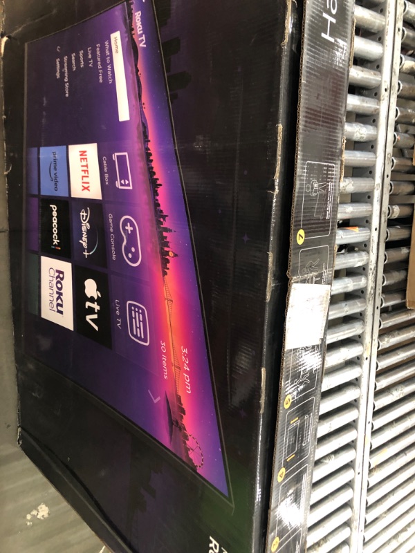 Photo 1 of ** Broken screen, for parts only, final sale ***  Roku Smart TV – 75-Inch Pro Series 4K QLED RokuTV with Backlit Roku Voice Remote Pro, Dolby Vision IQ, 120Hz Refresh Rate – Live Local News, Sports, Gaming