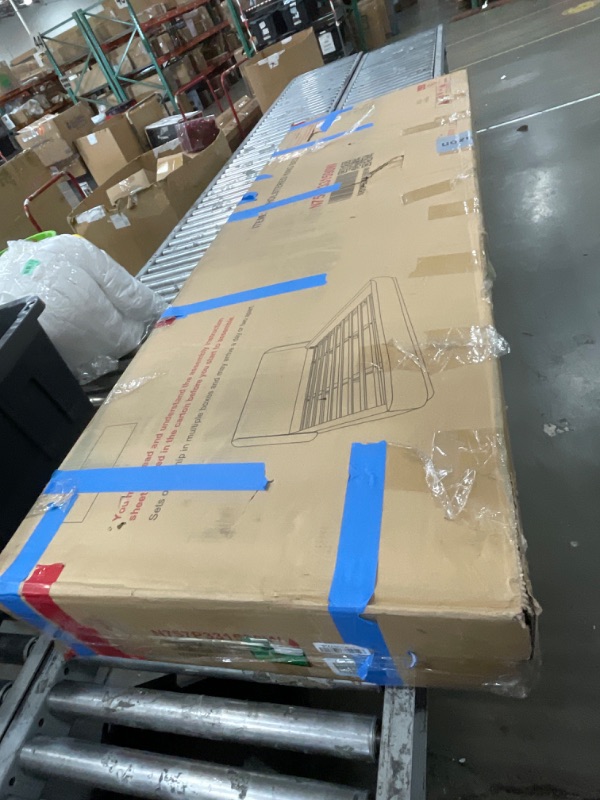 Photo 1 of ***INCOMPLETE**Merax King Size Bed Frame with Boucle Upholstered Wingback Headboard, Solid Wood Base, Contemporary Aesthetic Platform Bed, No Box Spring Needed, Bear 700lbs (White)