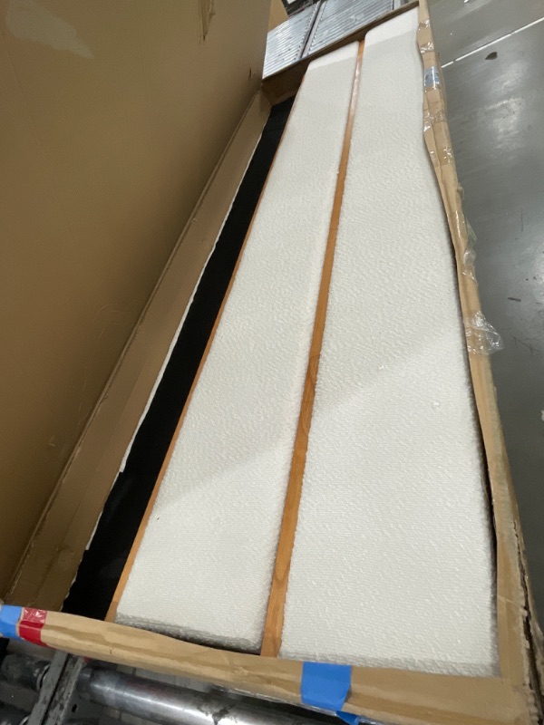 Photo 1 of ***INCOMPLETE**Merax King Size Bed Frame with Boucle Upholstered Wingback Headboard, Solid Wood Base, Contemporary Aesthetic Platform Bed, No Box Spring Needed, Bear 700lbs (White)