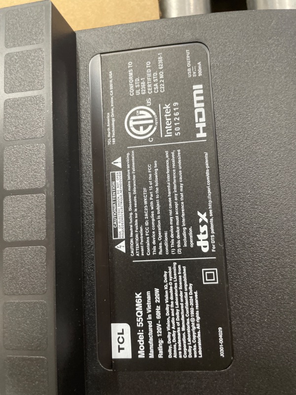 Photo 1 of ***DAMAGED***TCL 55 Inch Class QM6K Series | Mini LED QLED 4K HDR | 55QM6K, 2025 Model | 120HZ-144HZ High Brightness Smart Google TV Dolby Atmos Onkyo Audio | Voice Remote Alexa Gaming Streaming Television 