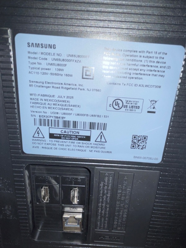 Photo 1 of Samsung 65-Inch Class Crystal UHD U8000F 4K Smart TV (2025 Model) Endless Free Content, Crystal Processor 4K, MetalStream Design, Knox Security, Alexa Built-in