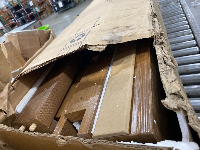 Photo 1 of Plank+Beam 84 Inch Farmhouse Dining Table, Solid Wood Rustic Kitchen Table, Large Wooden Rectangular Dinner Table for Dining Room, Home Office, Living Room Furniture, Easy Assembly, Pecan Wirebrush