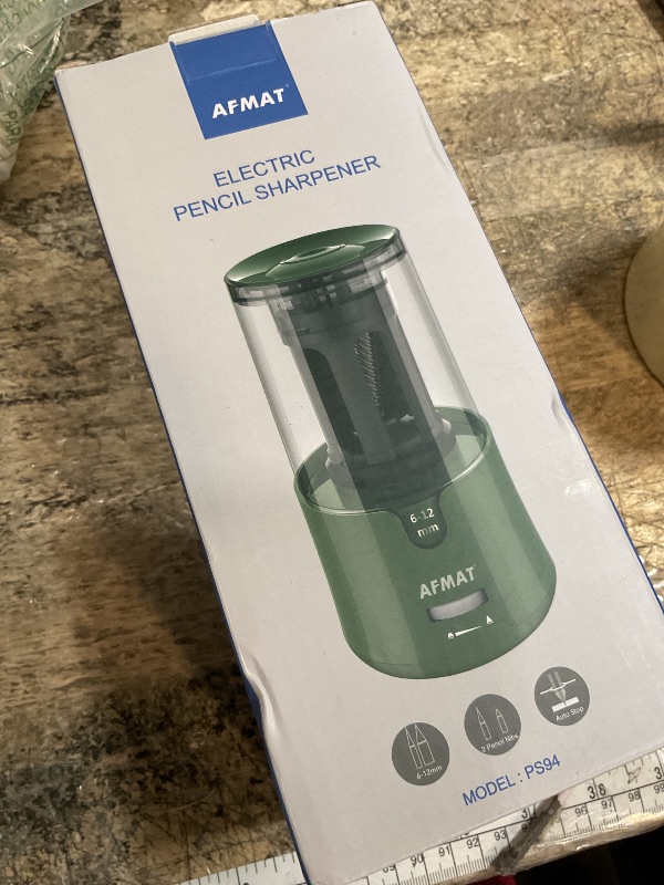 Photo 1 of ***UNTETSED/ POSSIBLY FOR PARTS*** AFMAT PS94 Electric Pencil Sharpener, Auto Stop, Super Sharp & Fast, Electric Pencil Sharpener Plug in for 6-12mm No.2/Colored Pencils/Office/Home - Green