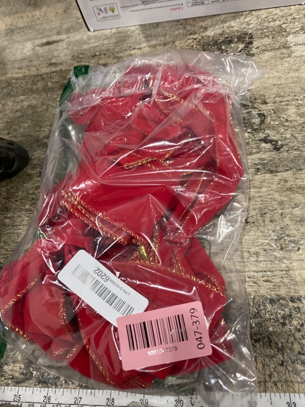 Photo 1 of 2 Pack Red Christmas Bows Outdoor Decorations,12”x20” Large Christmas Tree Topper Bow, Velvet Wreath Bow with Glitter Gold Edge for Xmas Home Front Door Decor