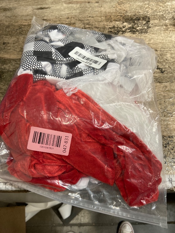 Photo 1 of (missing pieces) GOBWCOT 7pcs Cindy Lou Who Costume Adult Women Cindy Dress Cape Gloves Socks With Bow Necklace Christmas Halloween Cosplay Outfit (Red, XL)