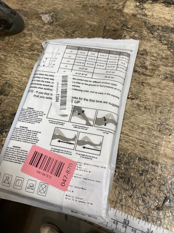 Photo 1 of +MD 2 Pairs Compression Socks for Women & Men Medical Grade 20-30 mmHg, Open-Toe knee High Stocking, Support for edema, Varicose Veins, Nude/ Black, Medium