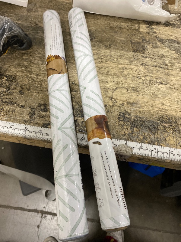 Photo 1 of 2 pack Heroad Peel and Stick Wallpaper Boho Sage Green Wallpaper Geometric Wall Paper Peel and Stick Modern Contact Paper Removable for Bedroom Bathroom Cabinets Decor Vinyl Waterproof 17.3"x78.7"