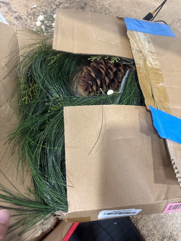 Photo 1 of (only one) 12 FT (2 * 6FT) Norfolk Pine Garland Artificial, Realistic Christmas Greenery for Mantle Table Wall