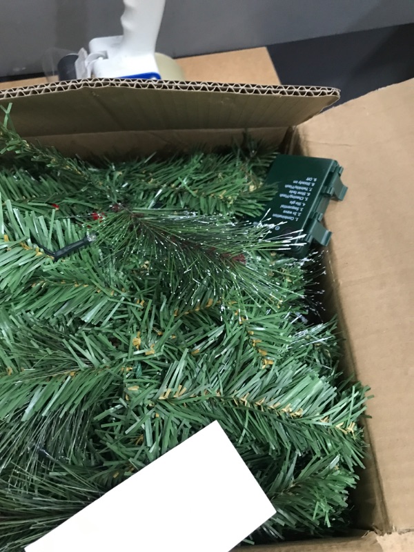 Photo 1 of [ Timer & 8 Modes ] 9 Ft by 10 Inch 50 LED Prelit Christmas Garland Decorations Warm White Lights Thick 270 Snowy Tips 70 Red Berry 10 Pinecone Xmas Decor Garland Indoor