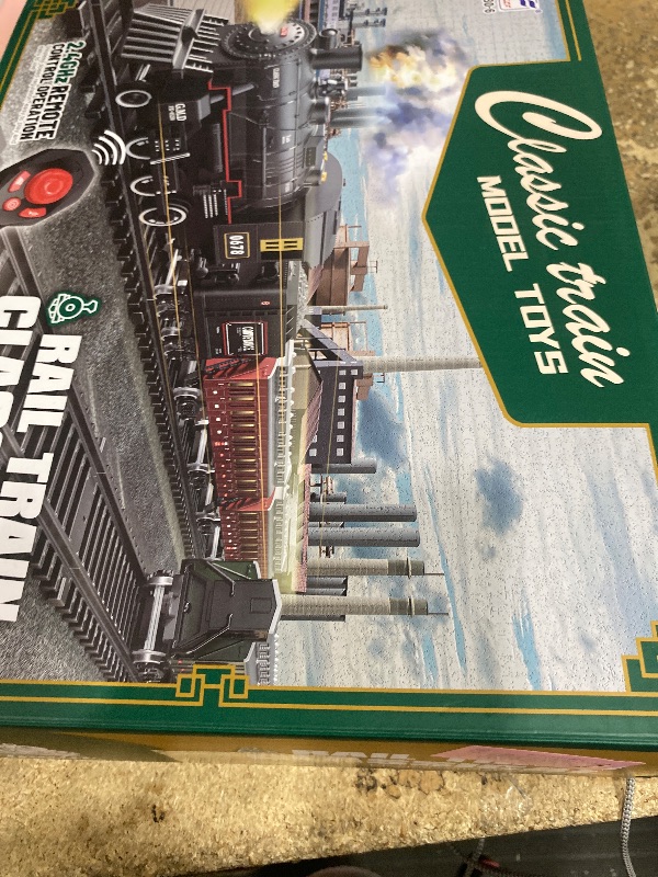 Photo 1 of (parts only) Electric Train Sets Remote Control for Kids Metal Alloy Christmas Train Toys Steam Locomotive Glowing Passenger Carriages Luxury Tracks Light & Sounds Rechargeable Birthday Gifts for Boys Girls Green