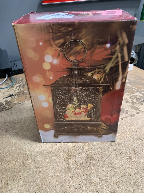Photo 1 of 10.8'' Christmas Snow Globe Lantern USB Power Snowing Water Glitters Lighted Singing Snow Globe Lantern Christmas with 6H Timer, Musical LED Lighted Scene for Christmas Home Decoration (Santa Claus)