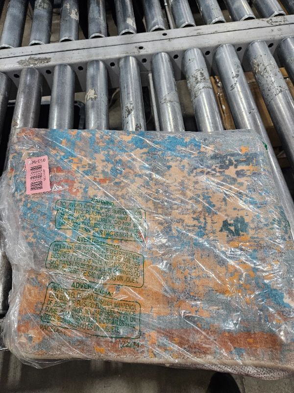 Photo 2 of RELEANY Washable Area Rugs 2'x10' Non-Slip Modern Abstract Soft for Living Room Entryway Bedroom Nursery, Print Pattern, Blue Grey Navy Gray